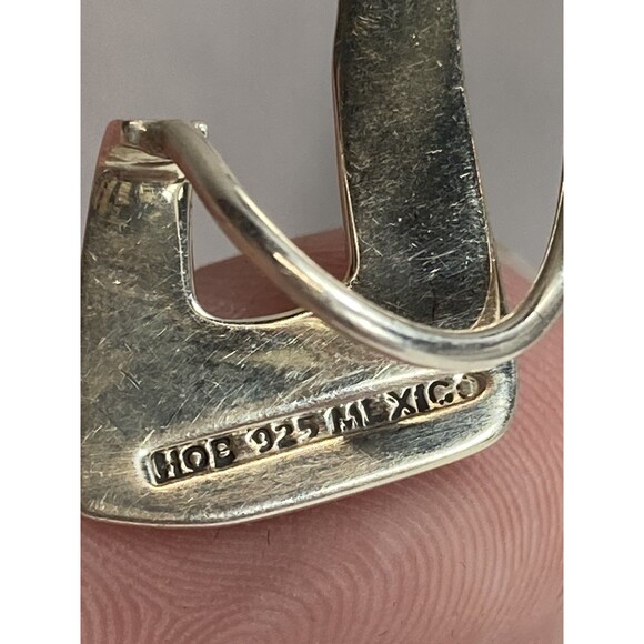 VTG Signed HOB Mexico Sterling 925 Long Abstract Dangle Southwestern Earrings - Picture 7 of 11
